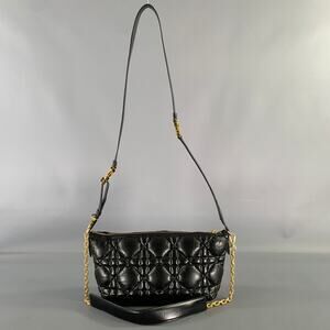 CHRISTIAN DIOR Black Gold Cannage Leather Metal Bag